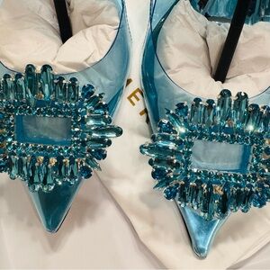 Gorgeous Good American “Cinderfreakinella” Heels with Crystal Accents 7.5